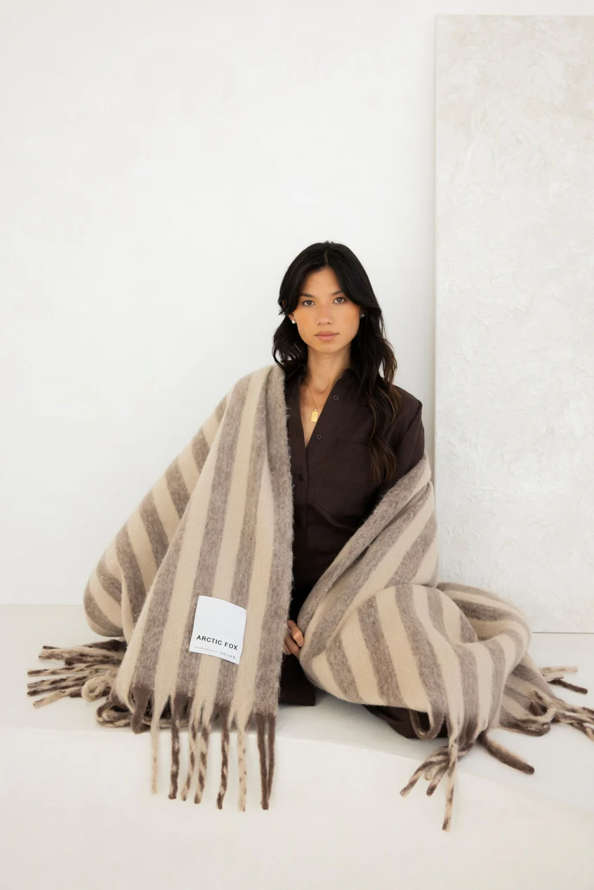 Arctic Fox & Co - The Wool Stripe Throw In Burnt Umber - Image 4