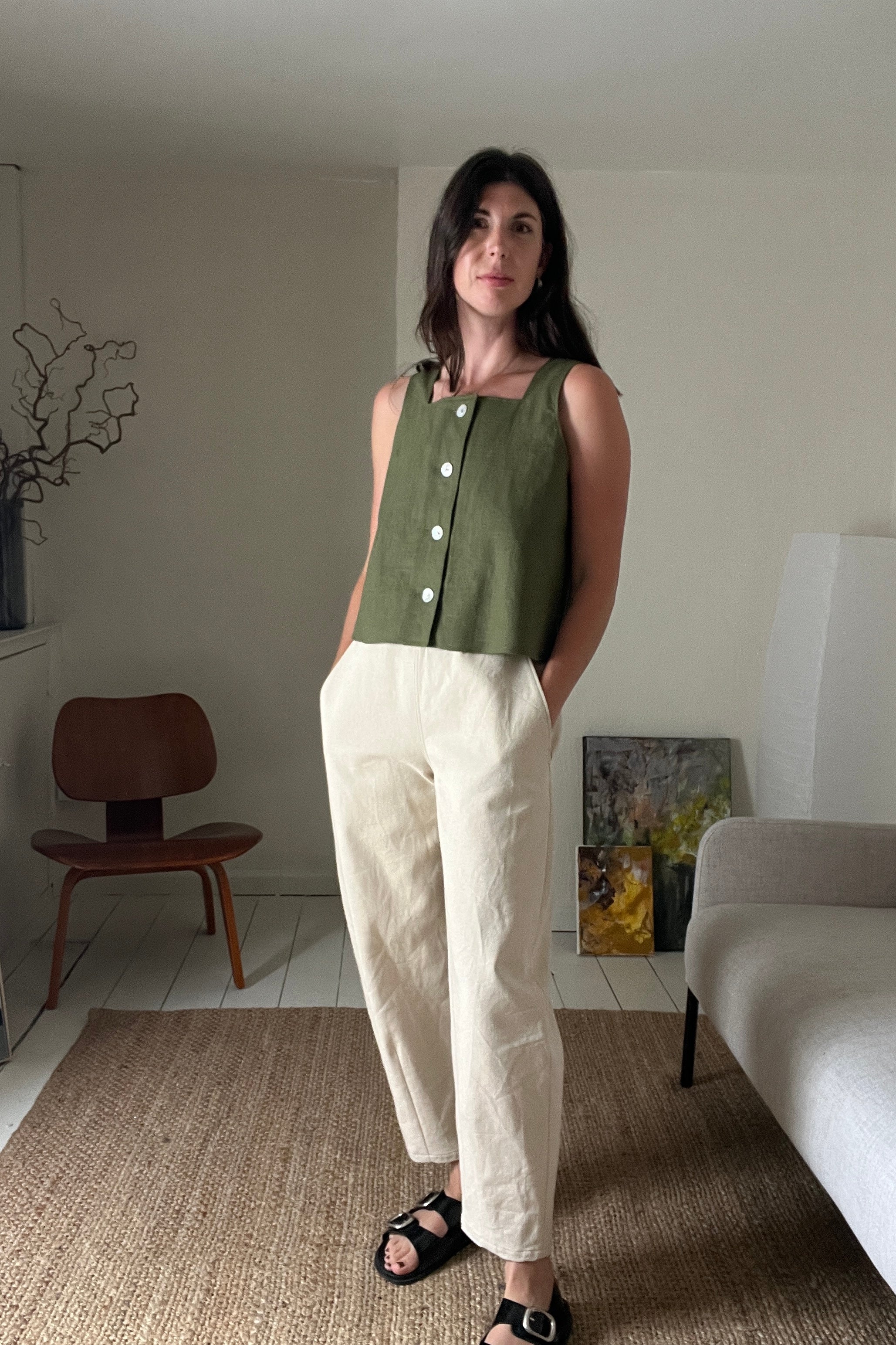 Atwin The Label - The Barrel Leg Trousers In Ecru Denim - Image 7