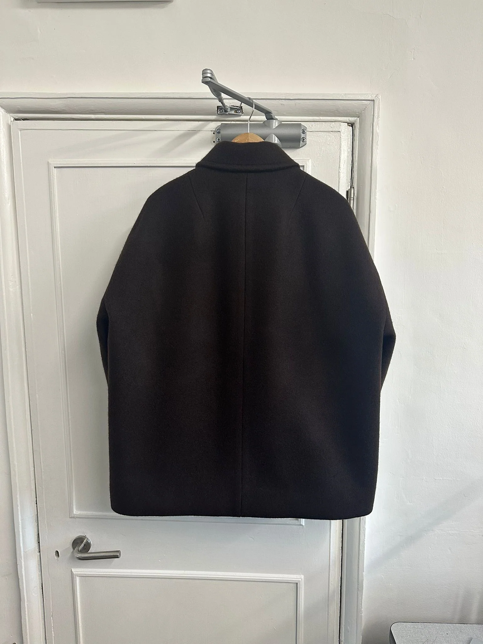 Atwin The Label - The Coat In Brown Wool Melton - Image 4