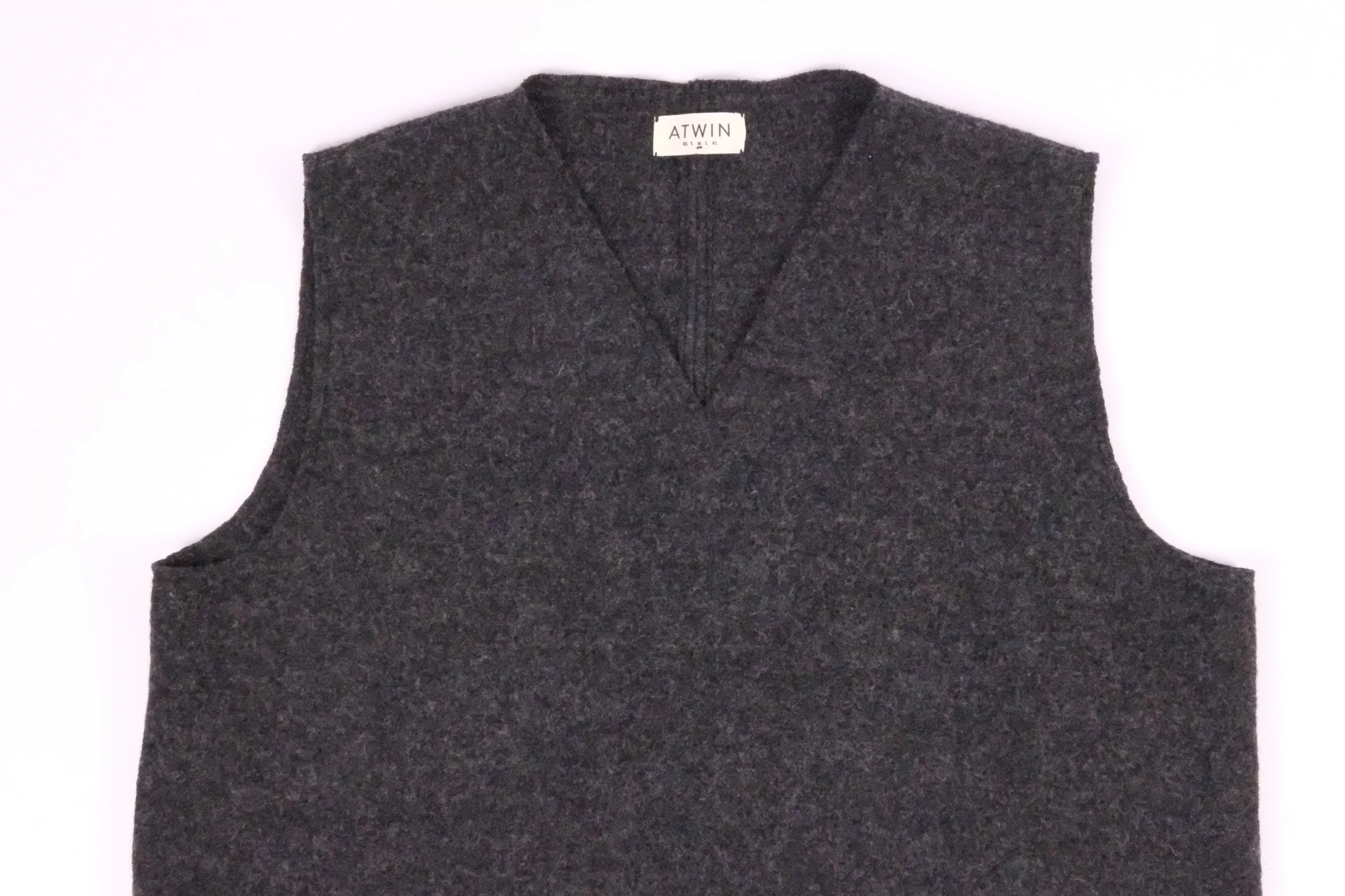 Atwin The Label - The V Neck Vest In Charcoal Boiled Wool - Image 4