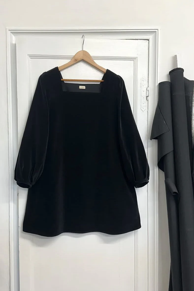 Atwin The Label - The Mini Dress In Black Velvet - Image 5