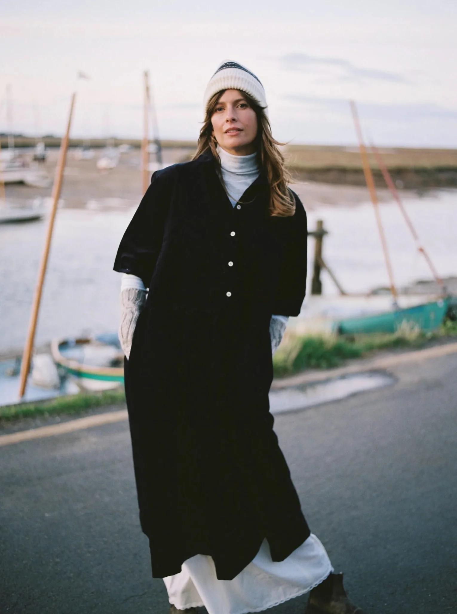 Charl Knitwear - Sailor Dress In Navy Corduroy - Image 3