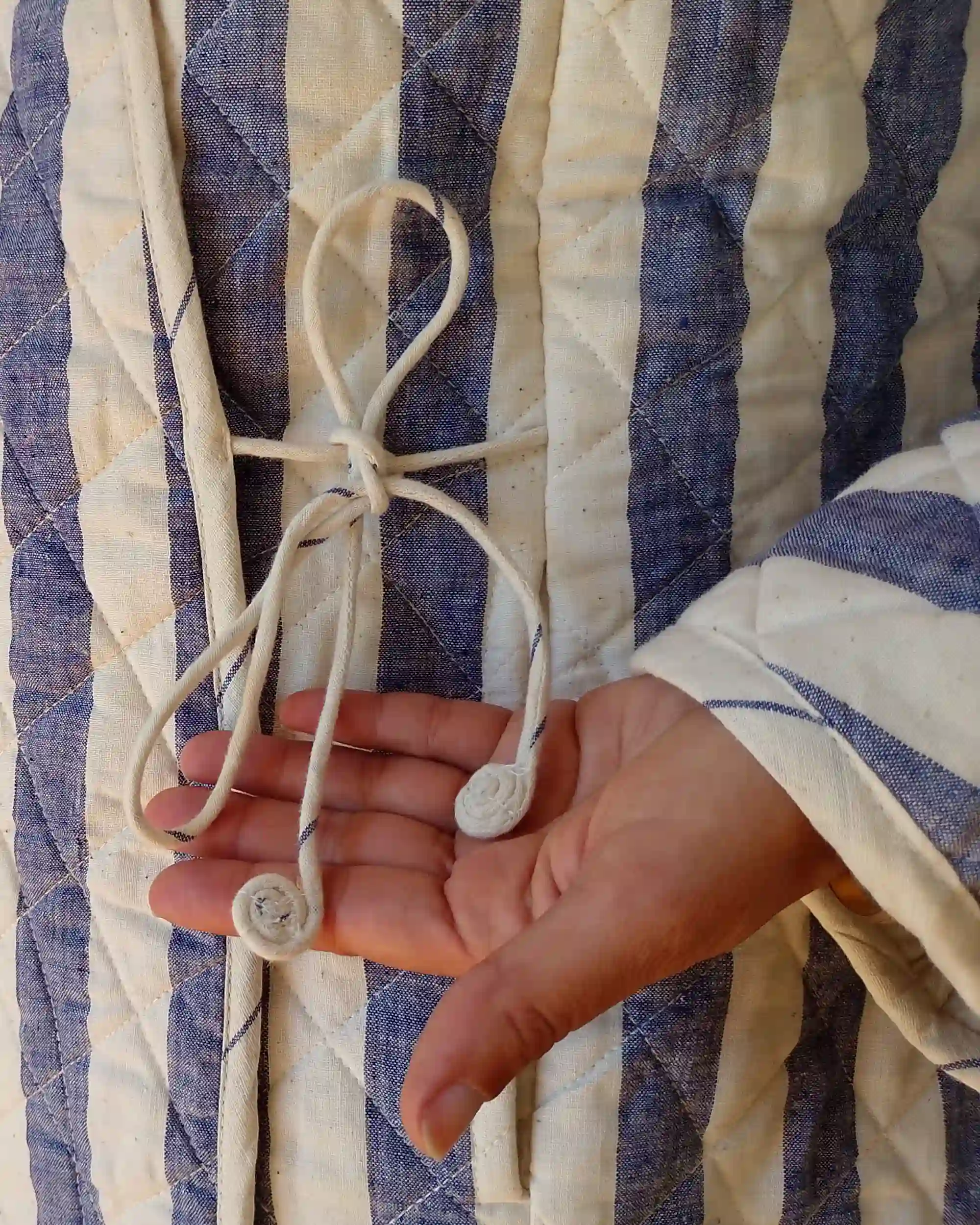 Cotton Conscious - Reversible Cotton Quilted Jacket In Blue Stripe - Image 4