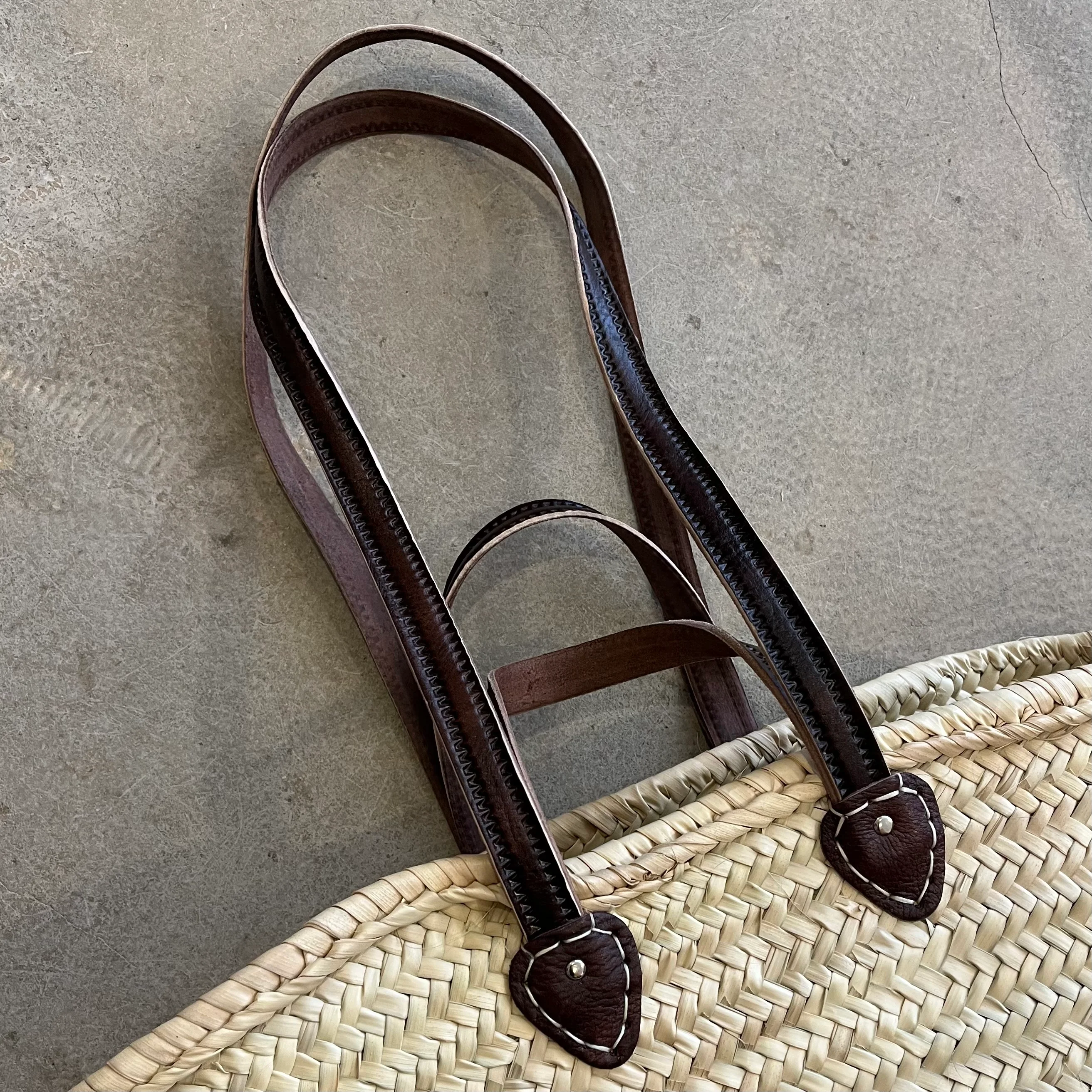 Moroccan Woven Double Strap Basket - Image 4