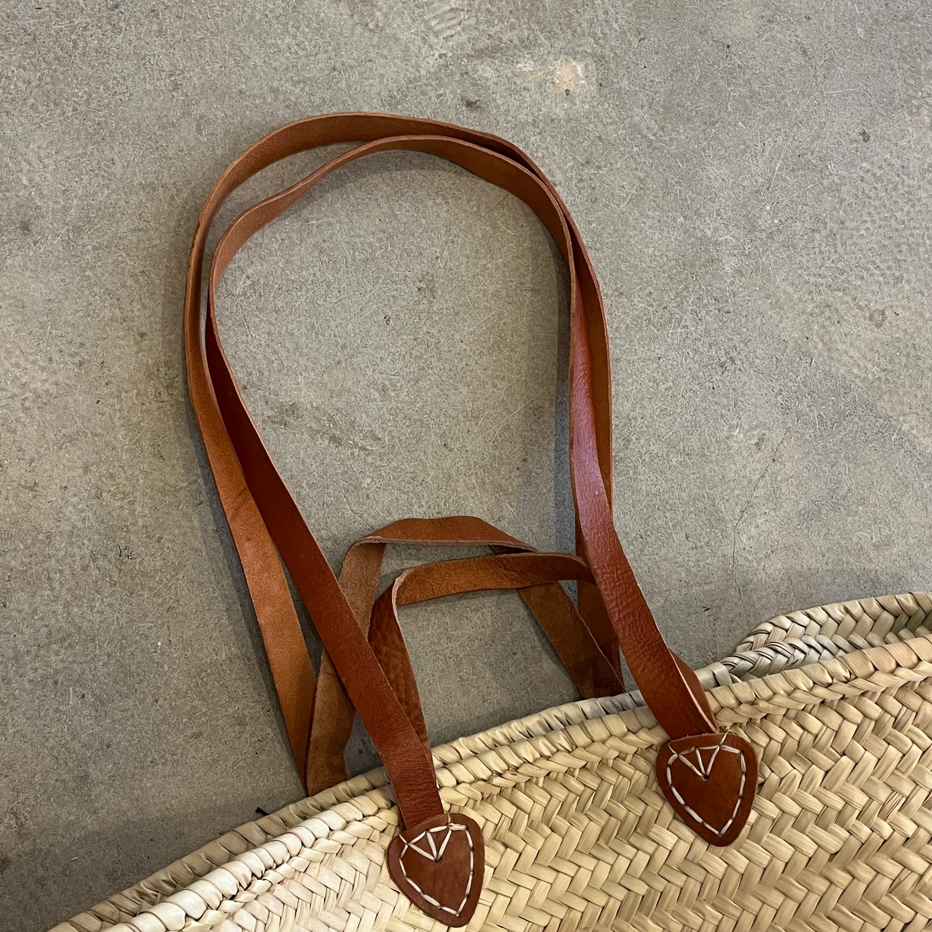 Moroccan Woven Double Strap Basket - Image 6