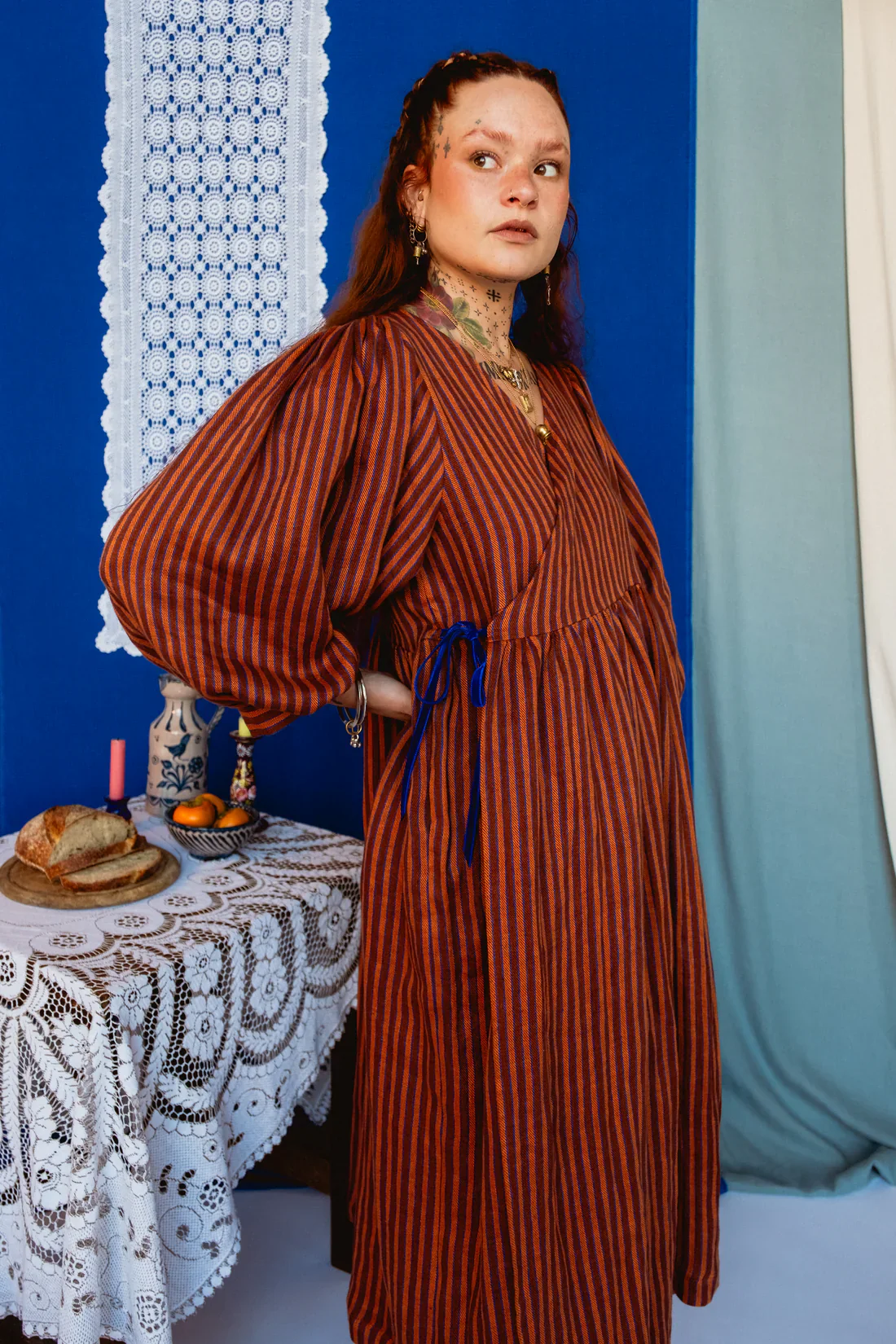 Tapuh - Cloud 9 Dress In Toasted Cinnamon Stripe - Image 2