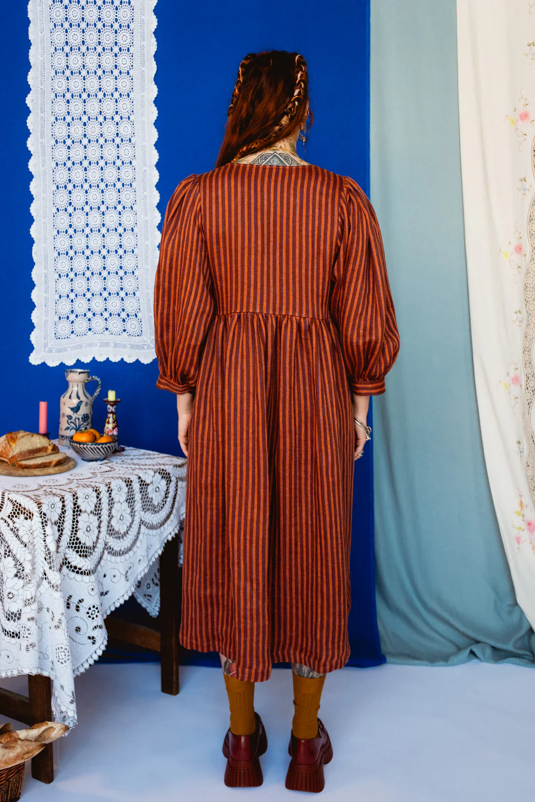 Tapuh - Cloud 9 Dress In Toasted Cinnamon Stripe - Image 5